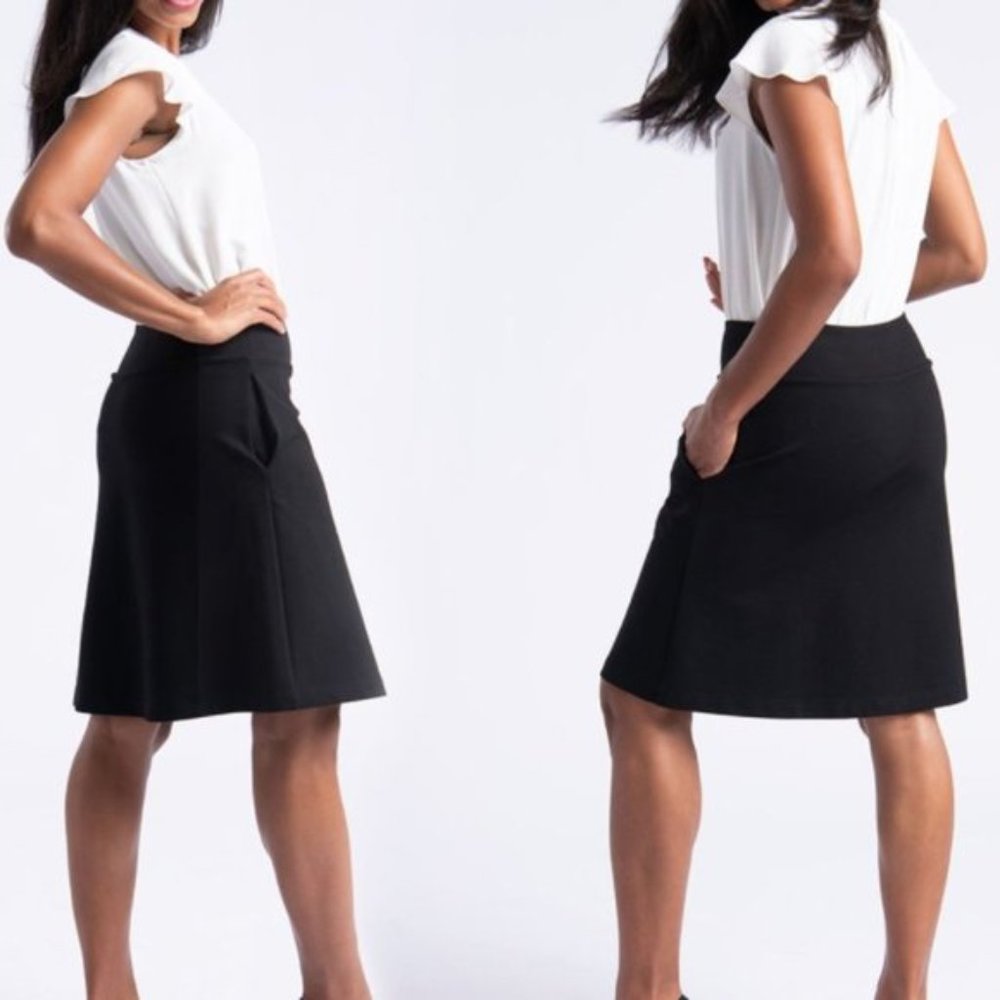 Betabrand Work It Skort Skirt Black Twill Pull On XS